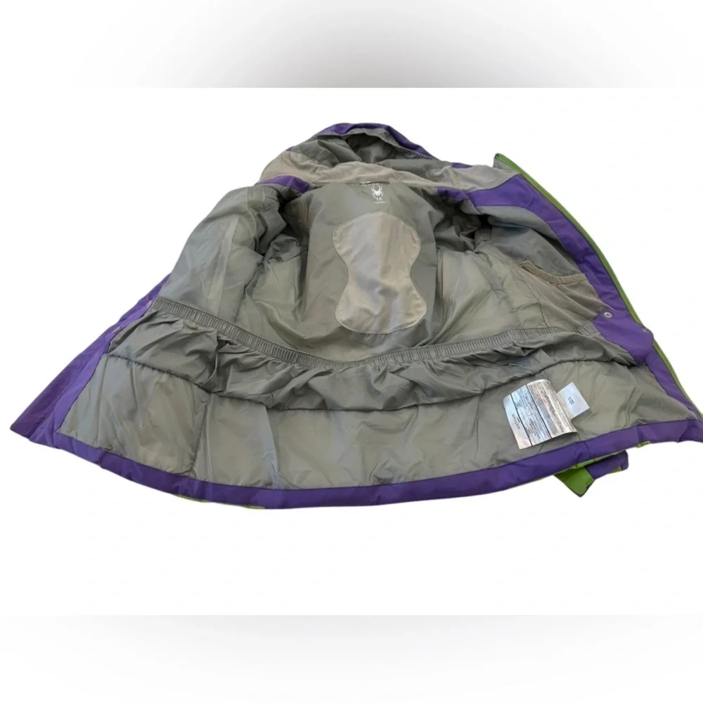 Spyder Girls Puffer Jacket Purple Green Hooded Size 16